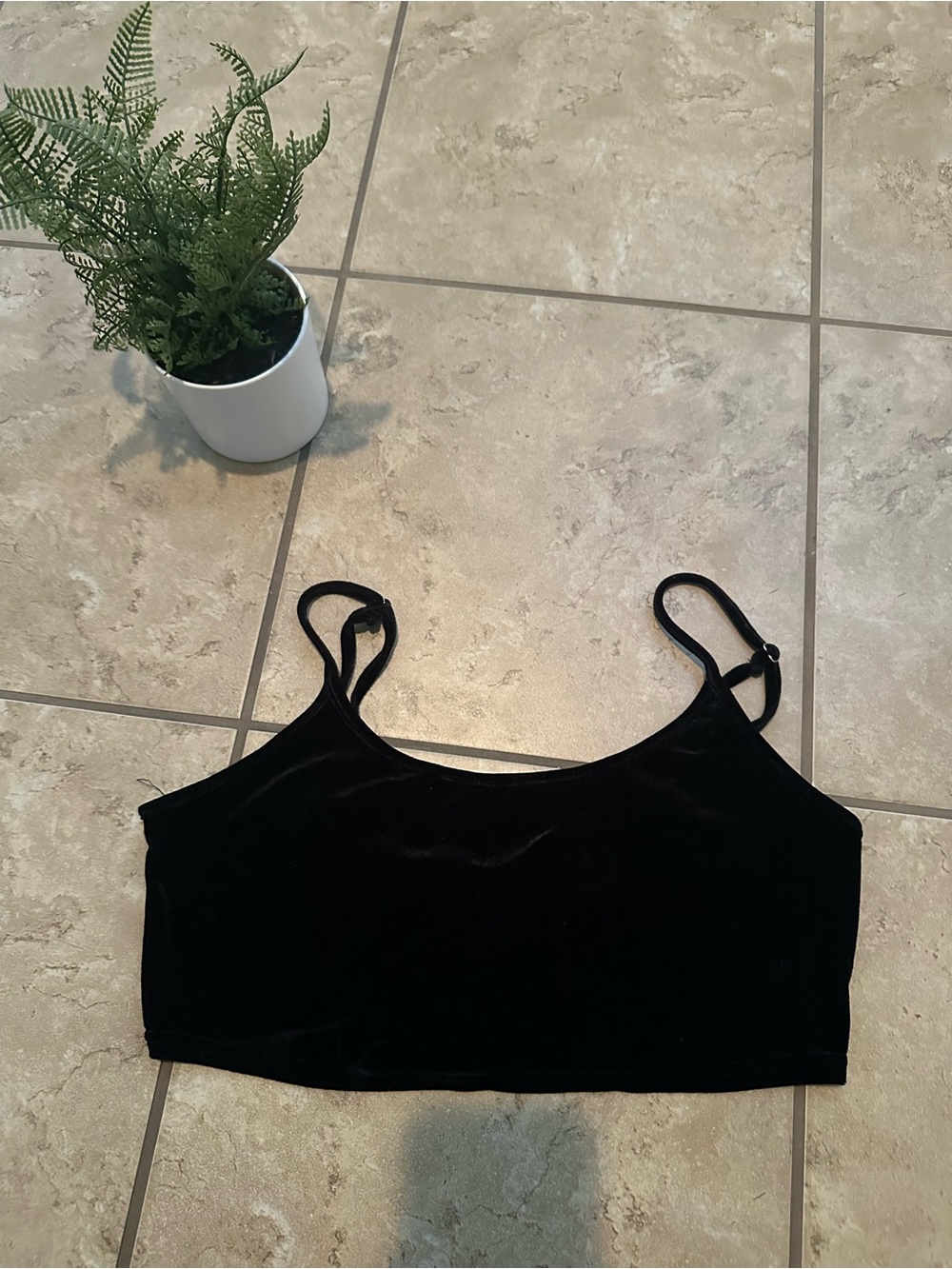 BLACK VELVET CROP TANK